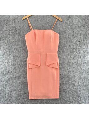 Aidan Dress Womens 0 Coral Sheath Mini Strapless Ruffle Stretch Cocktail Party